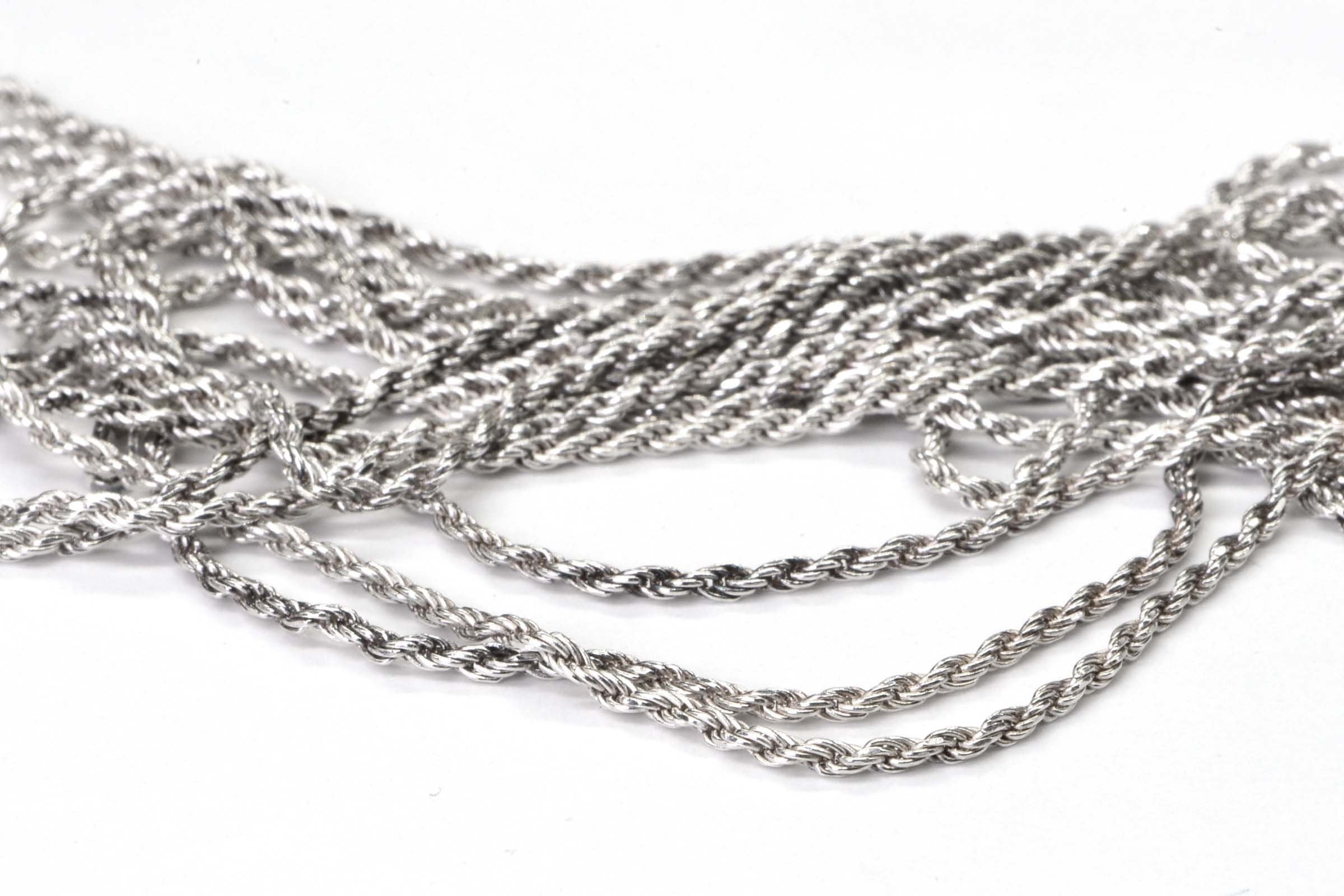Diamond Cut Rope Chain Italian Sterling Silver Extra Long 60 Inch necklace