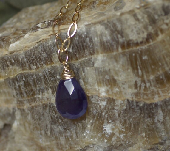 Amethyst and Gold. Wire Wrapped 14K Gold Filled Pendant.