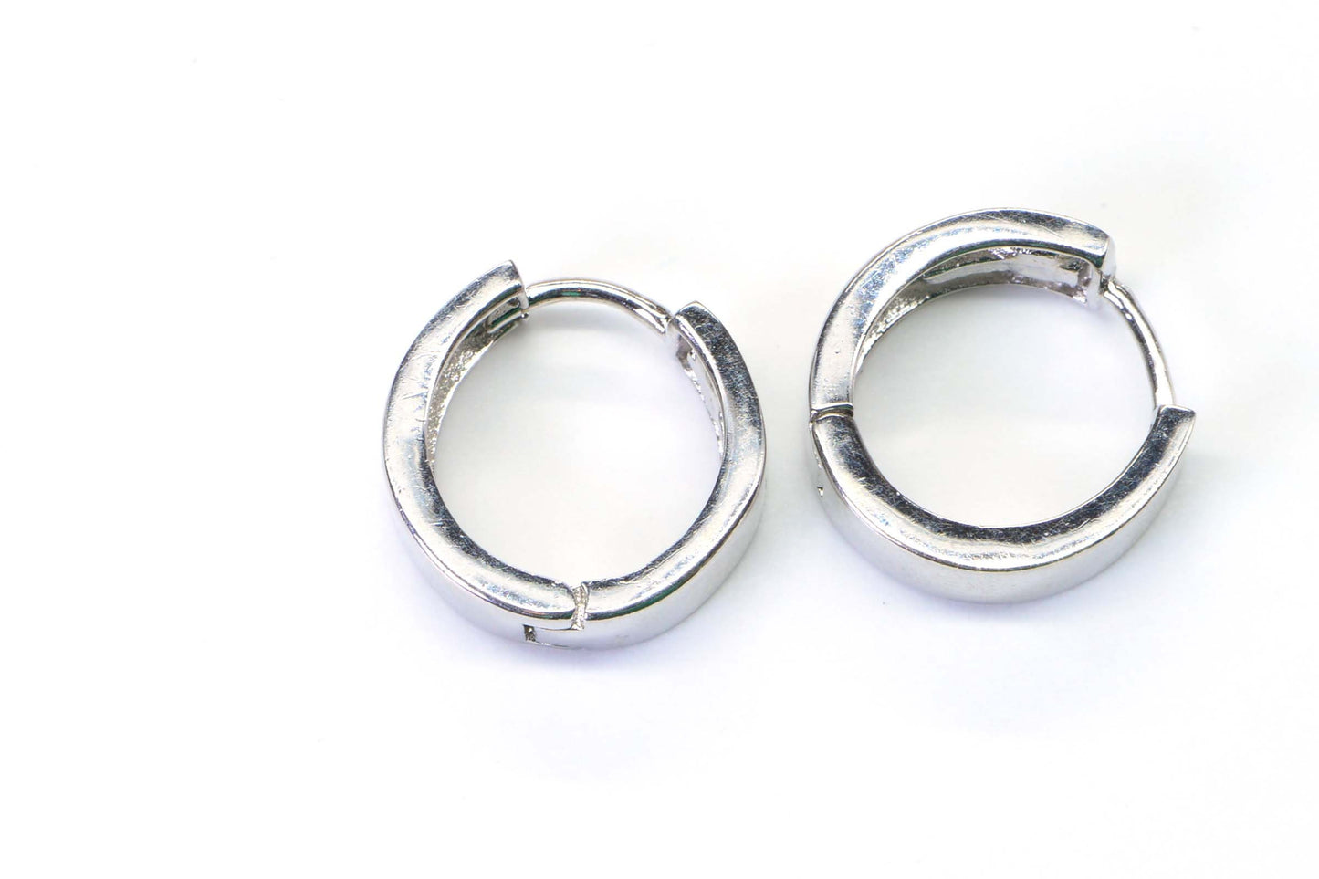 15mm Small Cross Enamel Black Sterling silver  Hinged Wide  Hoop Earrings