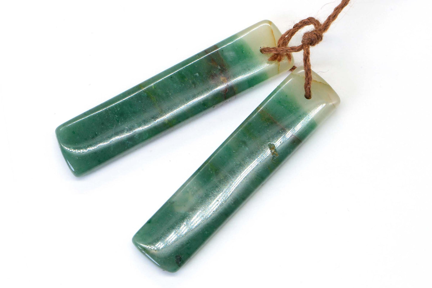 Jade Cabochon Rectangle 39X8 mm Matched Pair For Earrings