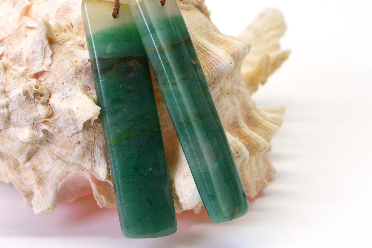 Jade Cabochon Rectangle 39X8 mm Matched Pair For Earrings