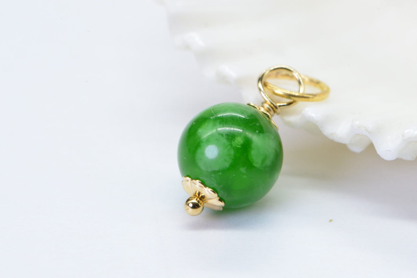Maw Sit Sit Jade Charm, 14K Gold Filled Pendant