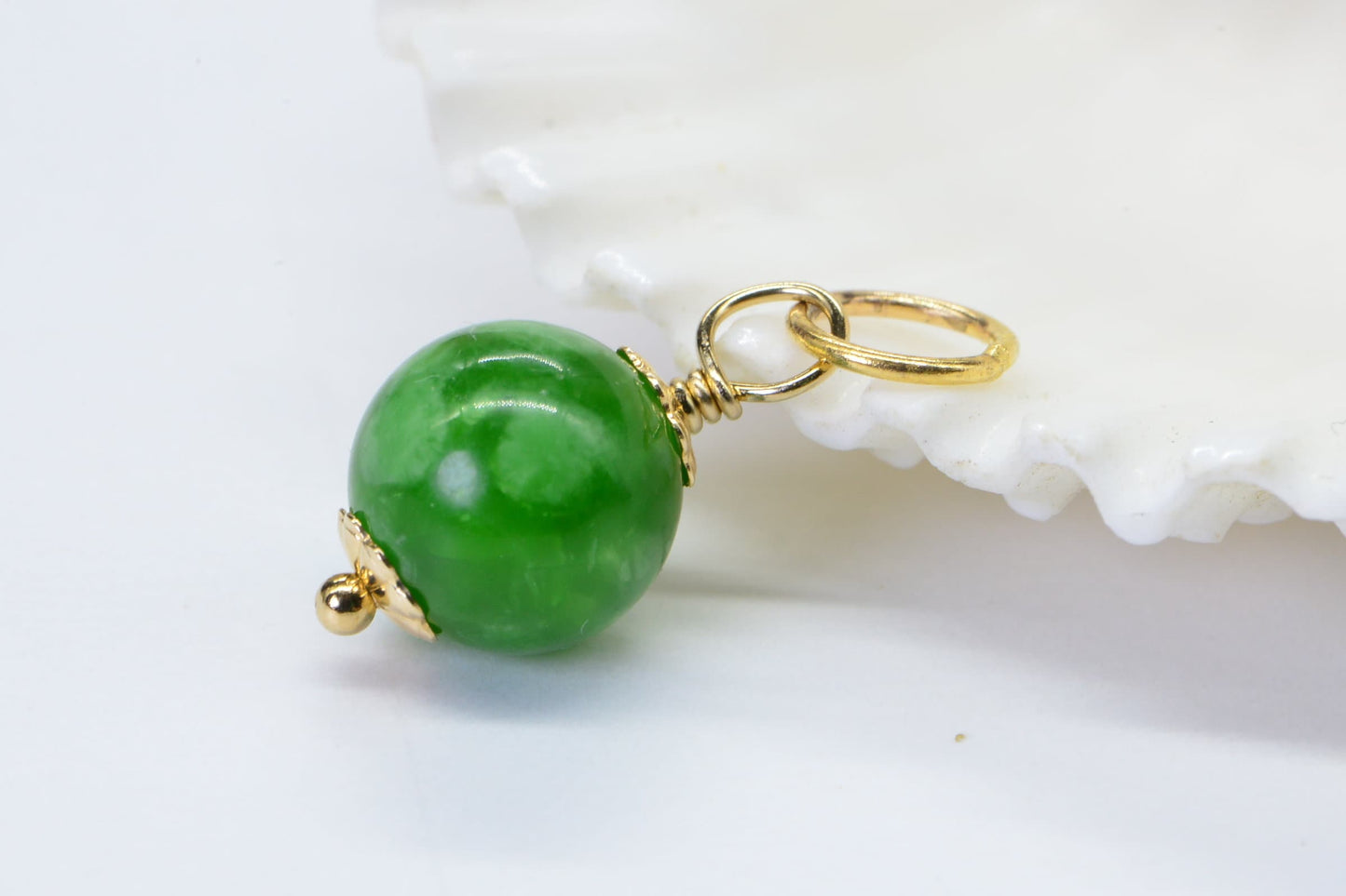 Maw Sit Sit Jade Charm, 14K Gold Filled Pendant