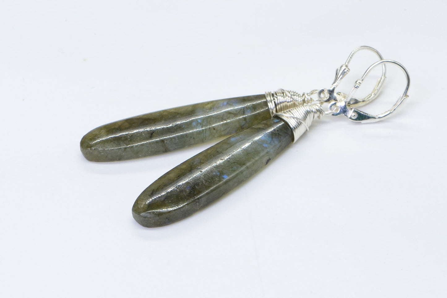 Teardrop Labradorite Earrings, Blue Flash Sterling Silver Drops