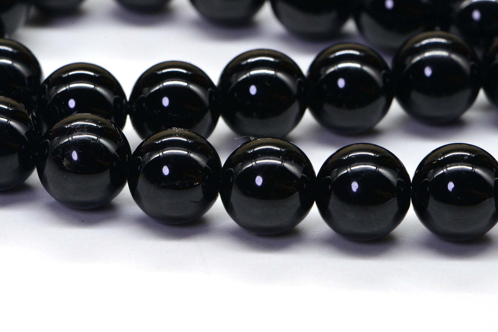 Black Tourmaline  8mm Real Gemstone Black Smooth Round