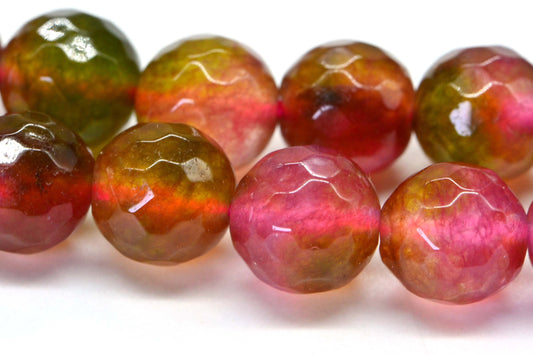 8mm Gleaming Watermelon Jade  Round Faceted  beads Natural Gemstone Beads Jewelry Making Supplies