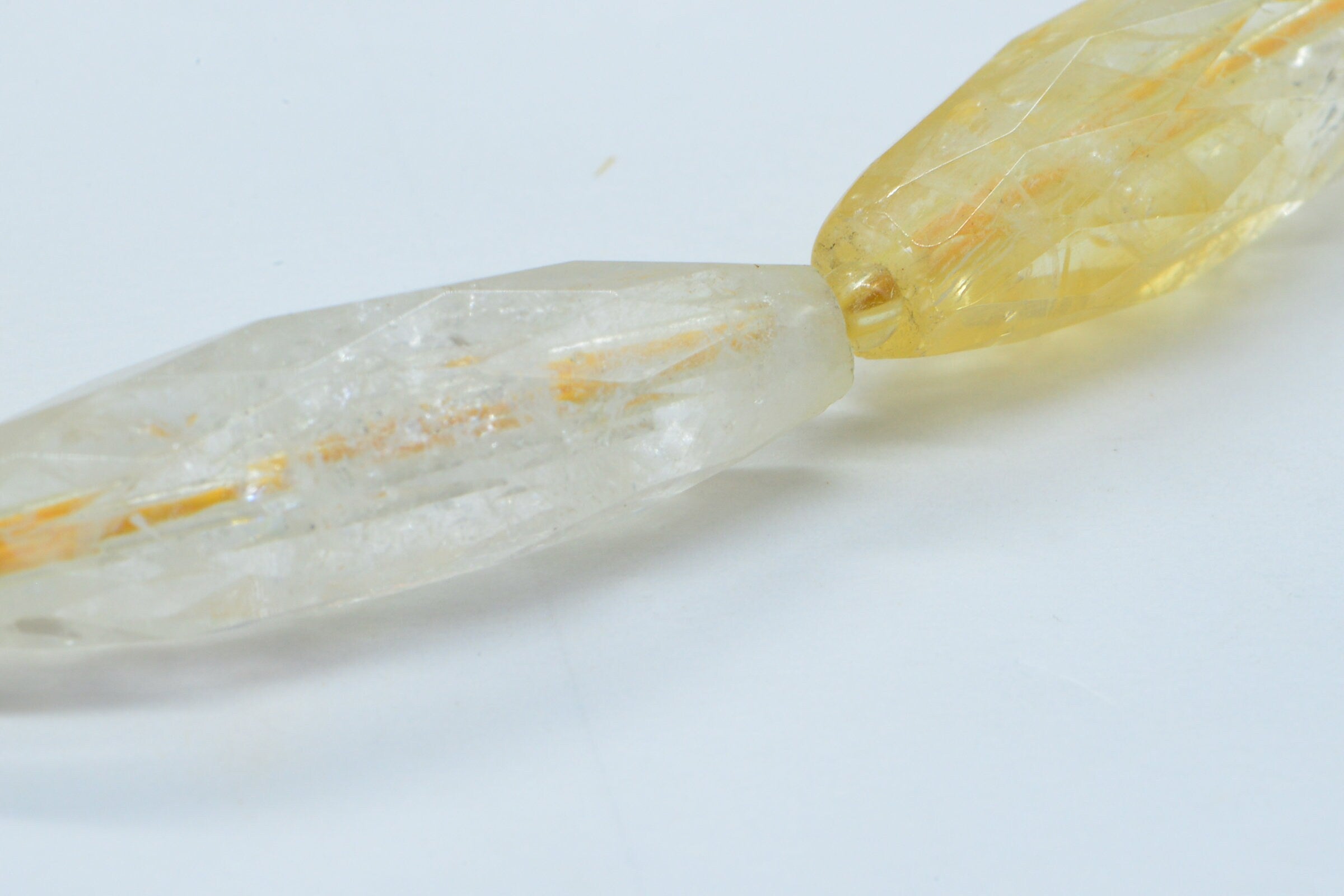 Faceted Citrine Gemstone Beads: Light Canary Yellow, 30x9mm (6 Pcs)
