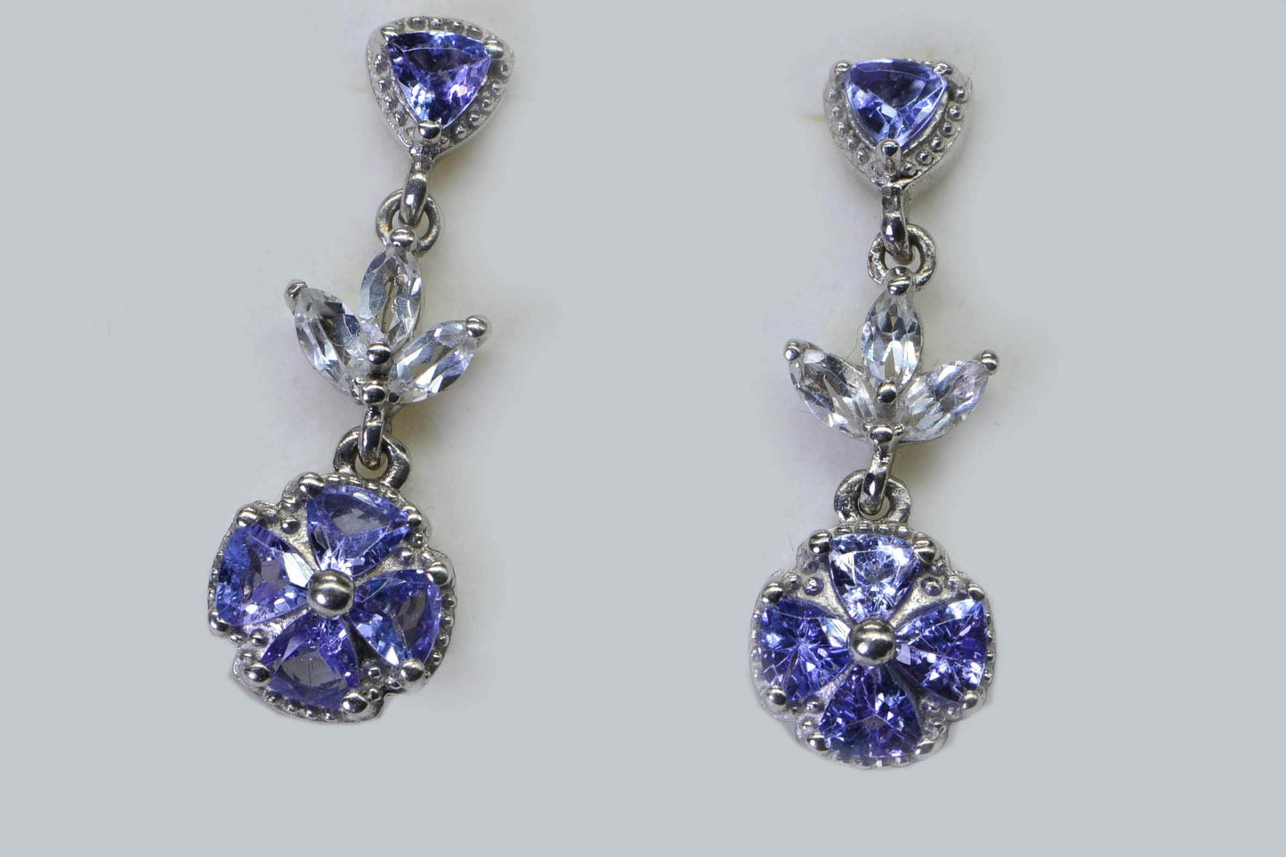 Natural Tanzanite  Drop Stud Earrings Sterling Silver Dainty Earrings Birthstone December