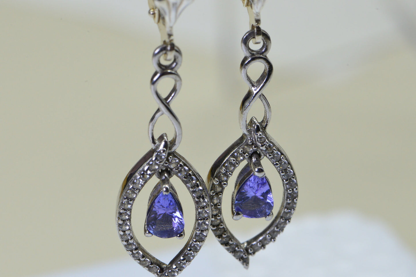 Tanzanite Teardrop Dangle  Earrings Purple Gemstone Hoop Flower Earrings Birthstone December
