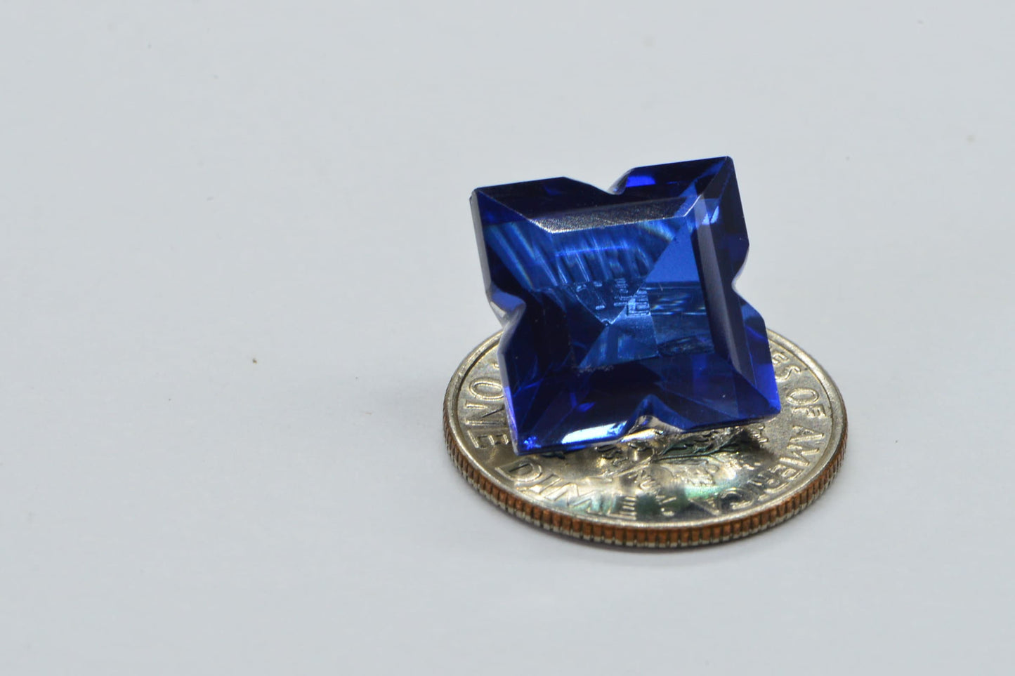 12mm Lab Sapphire Quartz Doublet: Faceted Princess Cut Loose Gem