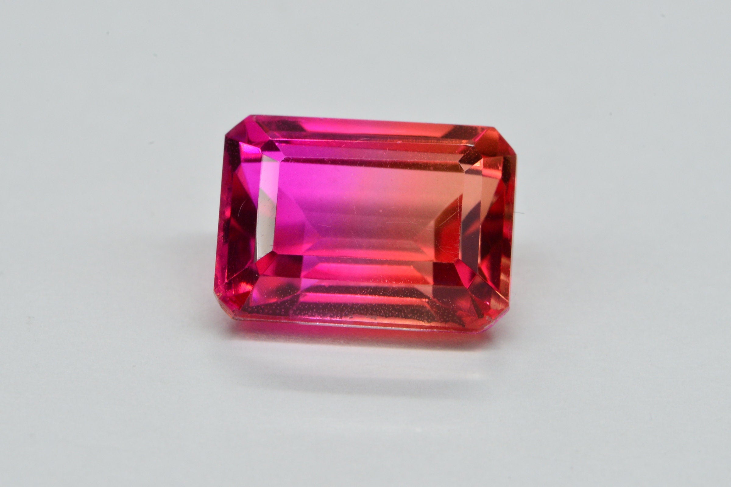 Pink Orange Topaz Quartz Doublet: 14mm Rectangle Gemstone