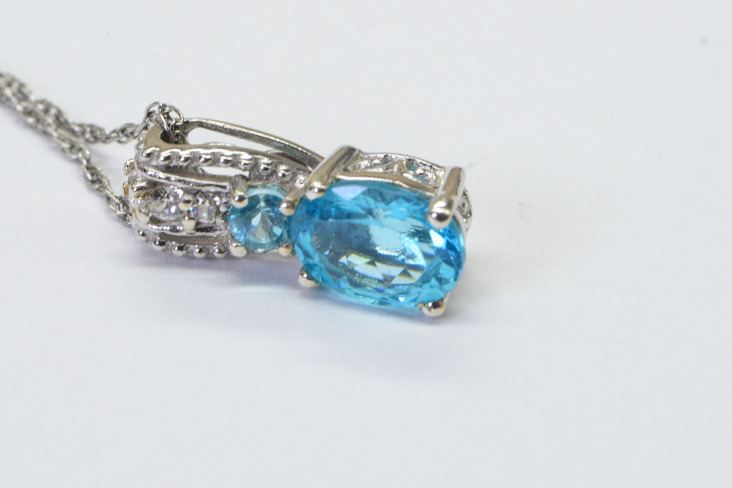 Blue Neon Apatite  Small Pendant Sterling Silver Birthstone Necklace Gift For Women