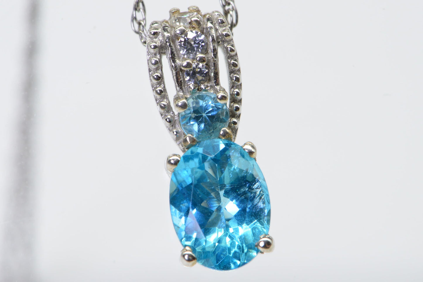 Blue Neon Apatite  Small Pendant Sterling Silver Birthstone Necklace Gift For Women