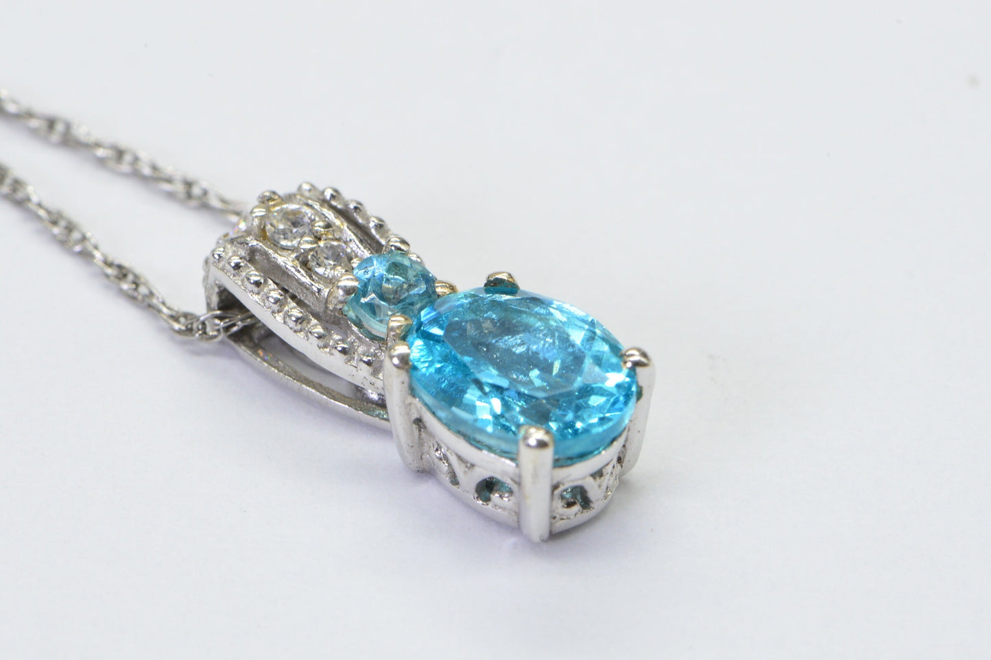 Blue Neon Apatite  Small Pendant Sterling Silver Birthstone Necklace Gift For Women