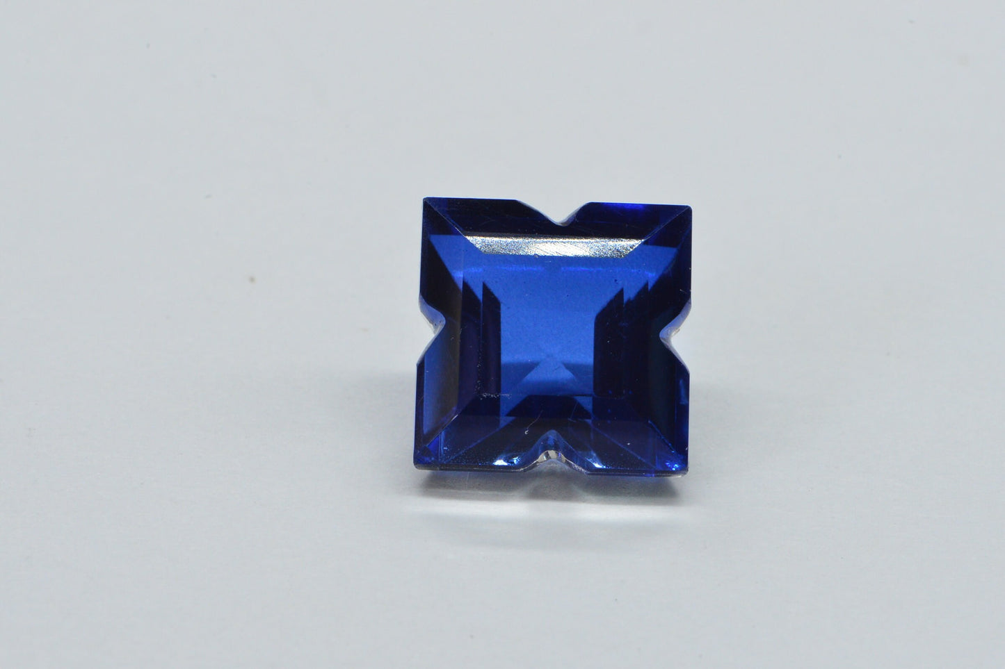 12mm Lab Sapphire Quartz Doublet: Faceted Princess Cut Loose Gem