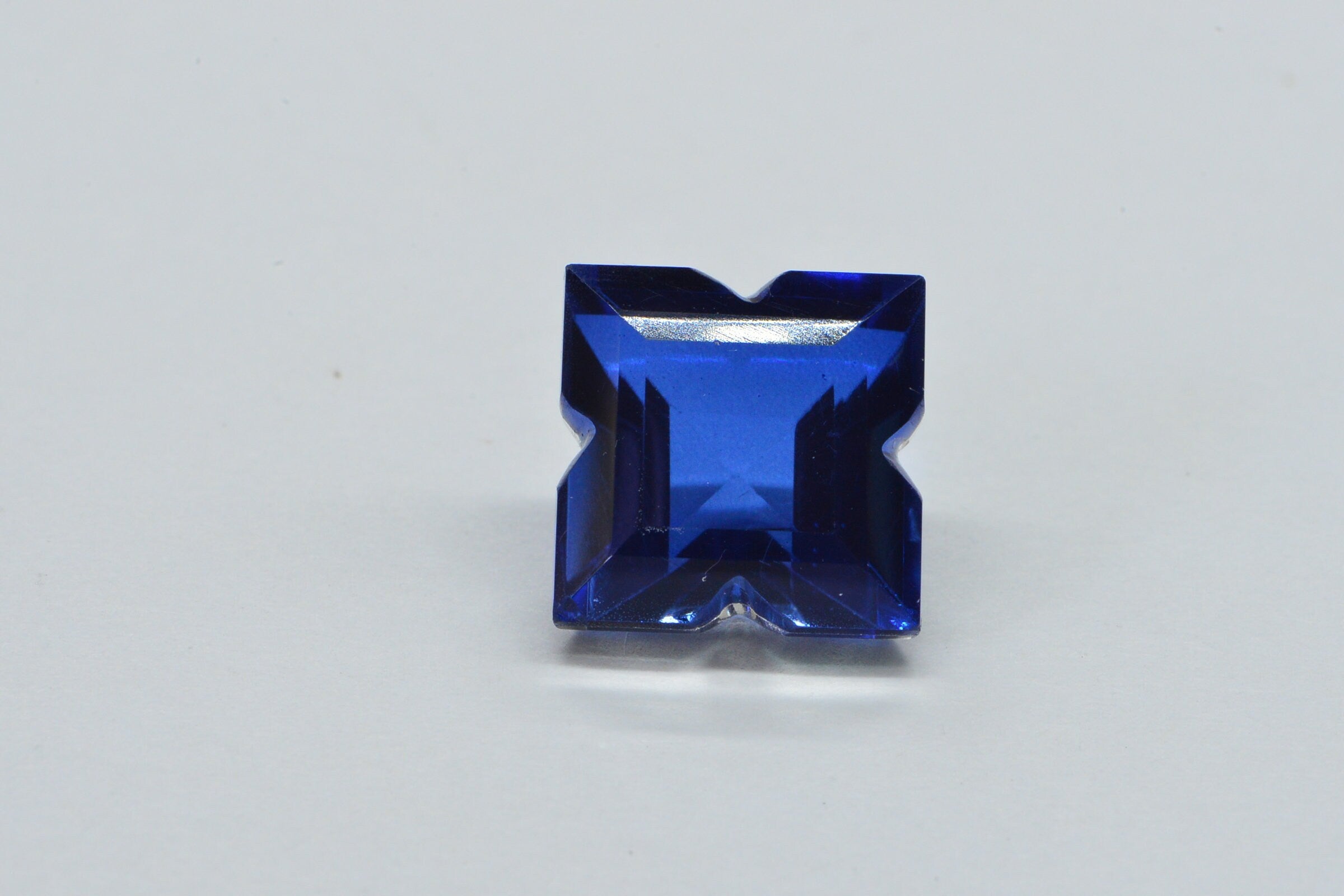12mm Lab Sapphire Quartz Doublet: Faceted Princess Cut Loose Gem