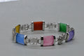 18K Gold Over Sterling Silver Multicolor Jade Bracelet