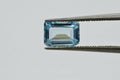 Aqua Blue Topaz Ring: Emerald Cut Crystal Cabochon