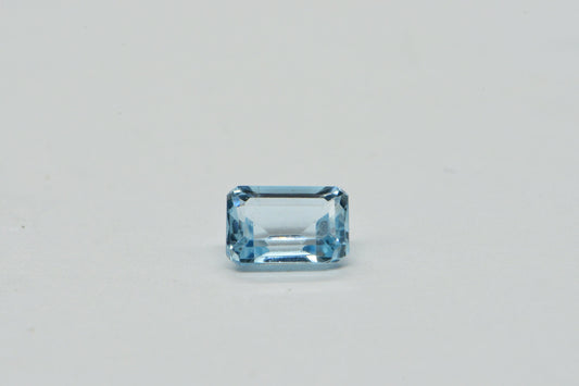 Natural Aqua Blue Topaz Gemstone: Emerald Faceted Cut, 1.25 Carat