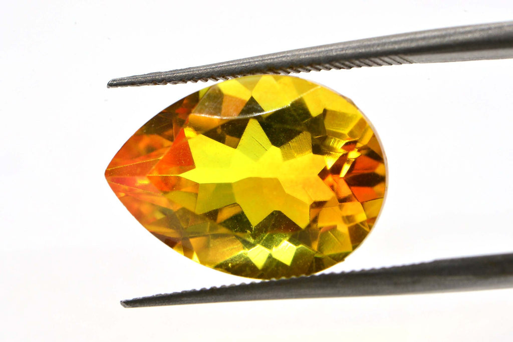 Brazilian Citrine Sunset Color Pear Shape Cabochon Yellow Orange Gemstone