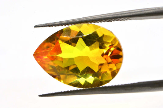 Brazilian Citrine Sunset Color Pear Shape Cabochon Yellow Orange Gemstone