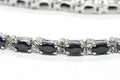 Genuine Sapphire  Diamond White Oval Bracelet Sterling Silver Tennis Bracelet Vintage Jewelry