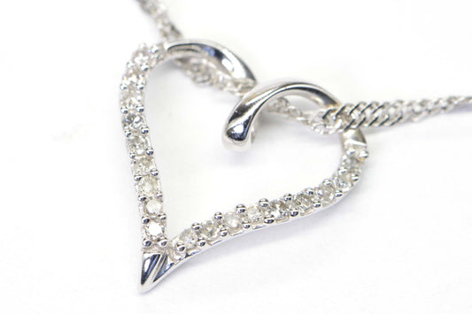 Diamond Heart Pendant: 14K Gold Vermeil, Sterling Silver Chain