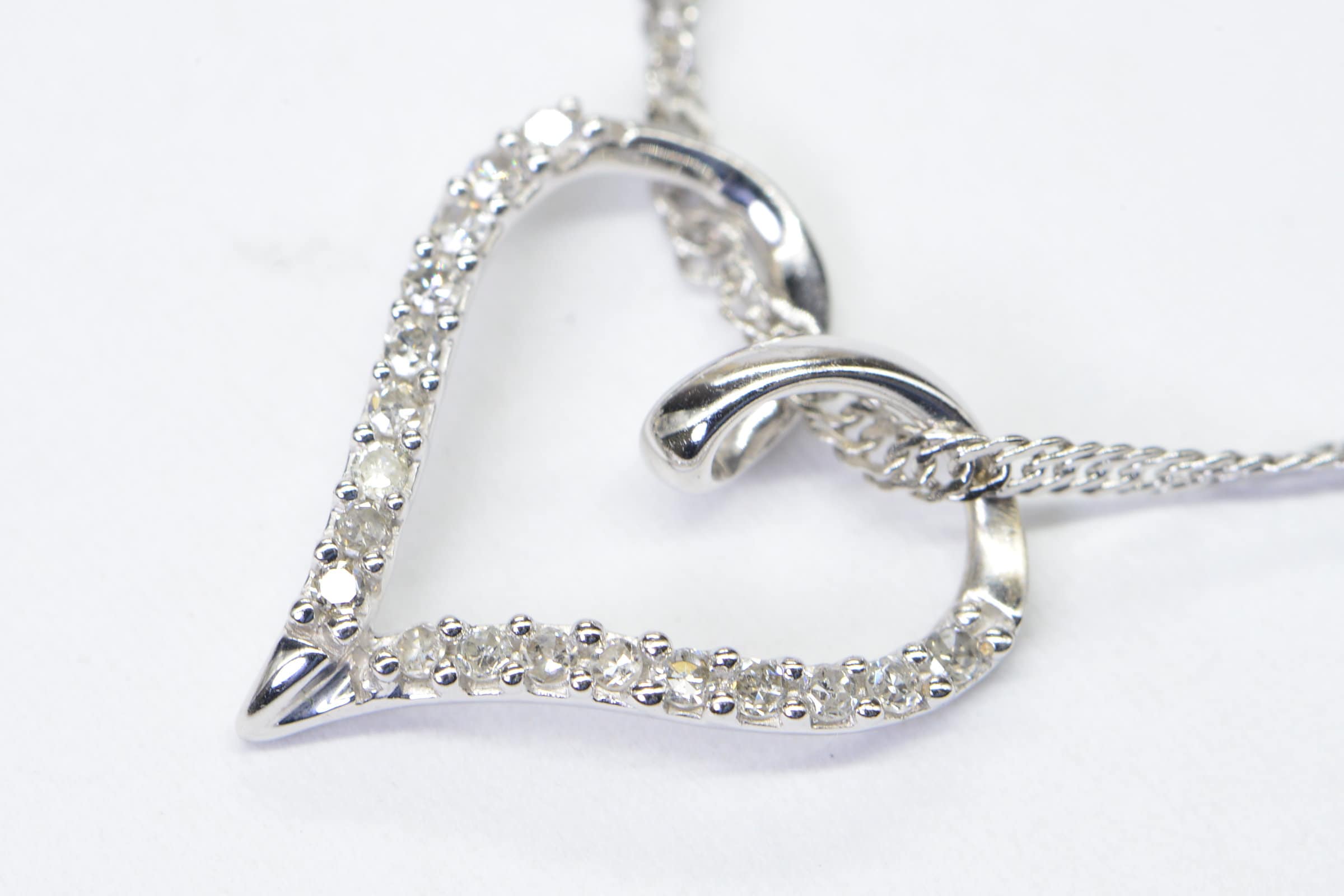 Diamond Heart Pendant: 14K Gold Vermeil, Sterling Silver Chain
