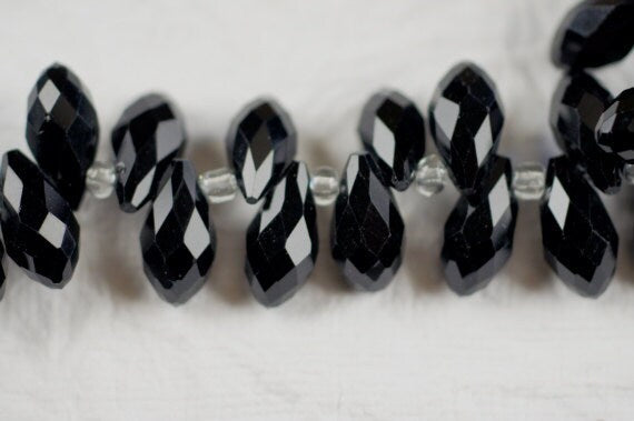 Black Crystal Briolette Teardrops: Jewelry Supplies (10 pcs)