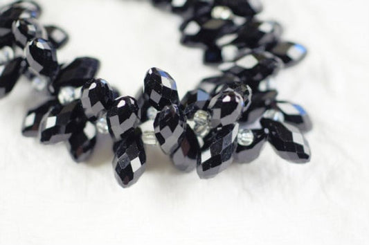 Black Crystal Briolette Teardrops: Jewelry Supplies (10 pcs)