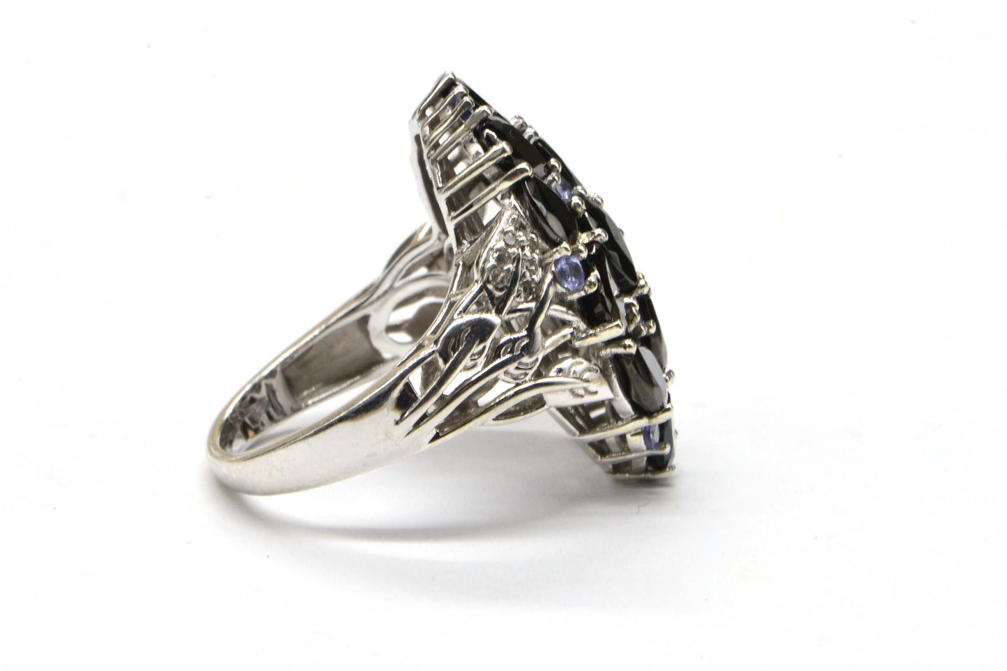 Tanzanite & Black Spinel Sterling Silver Cocktail Ring