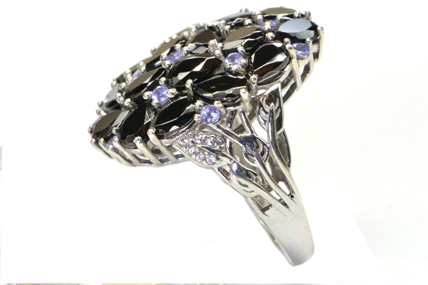 Tanzanite & Black Spinel Sterling Silver Cocktail Ring
