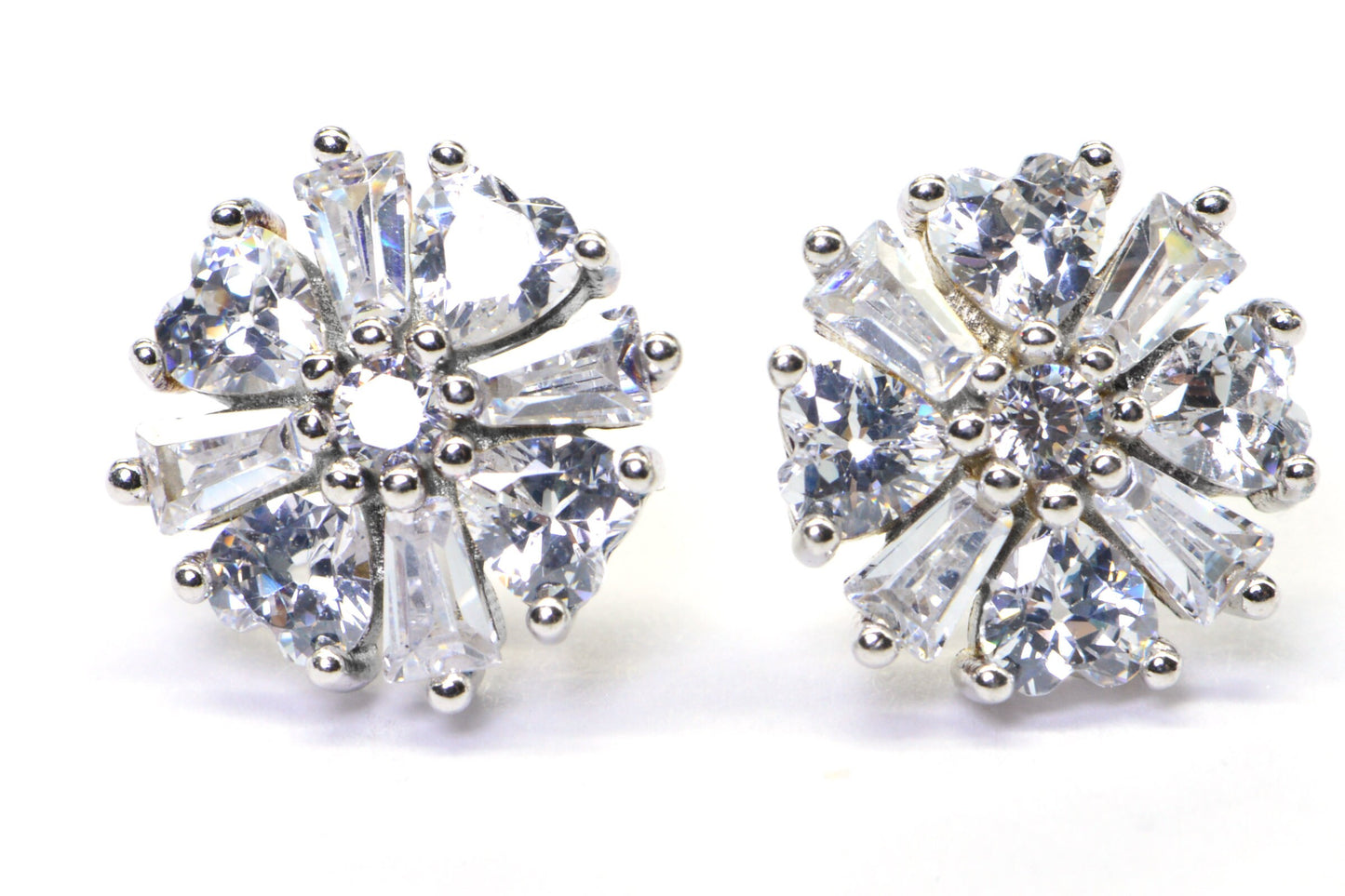 Flower Stud Earrings, Multi Stone Sterling Silver Bridal Jewelry