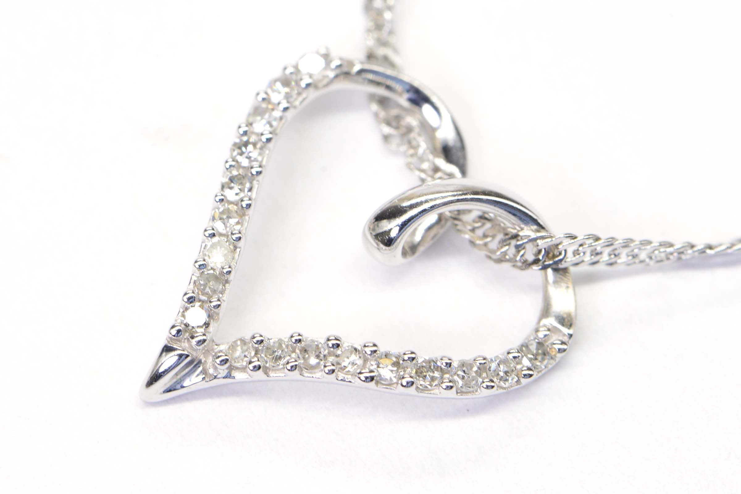 Diamond Heart Pendant: 14K Gold Vermeil, Sterling Silver Chain