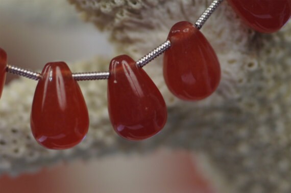 Ruby Jade  Teardrops 13X8.25 mm . pack of 4 pcs Jade Natural Gemstone Bead Supplies