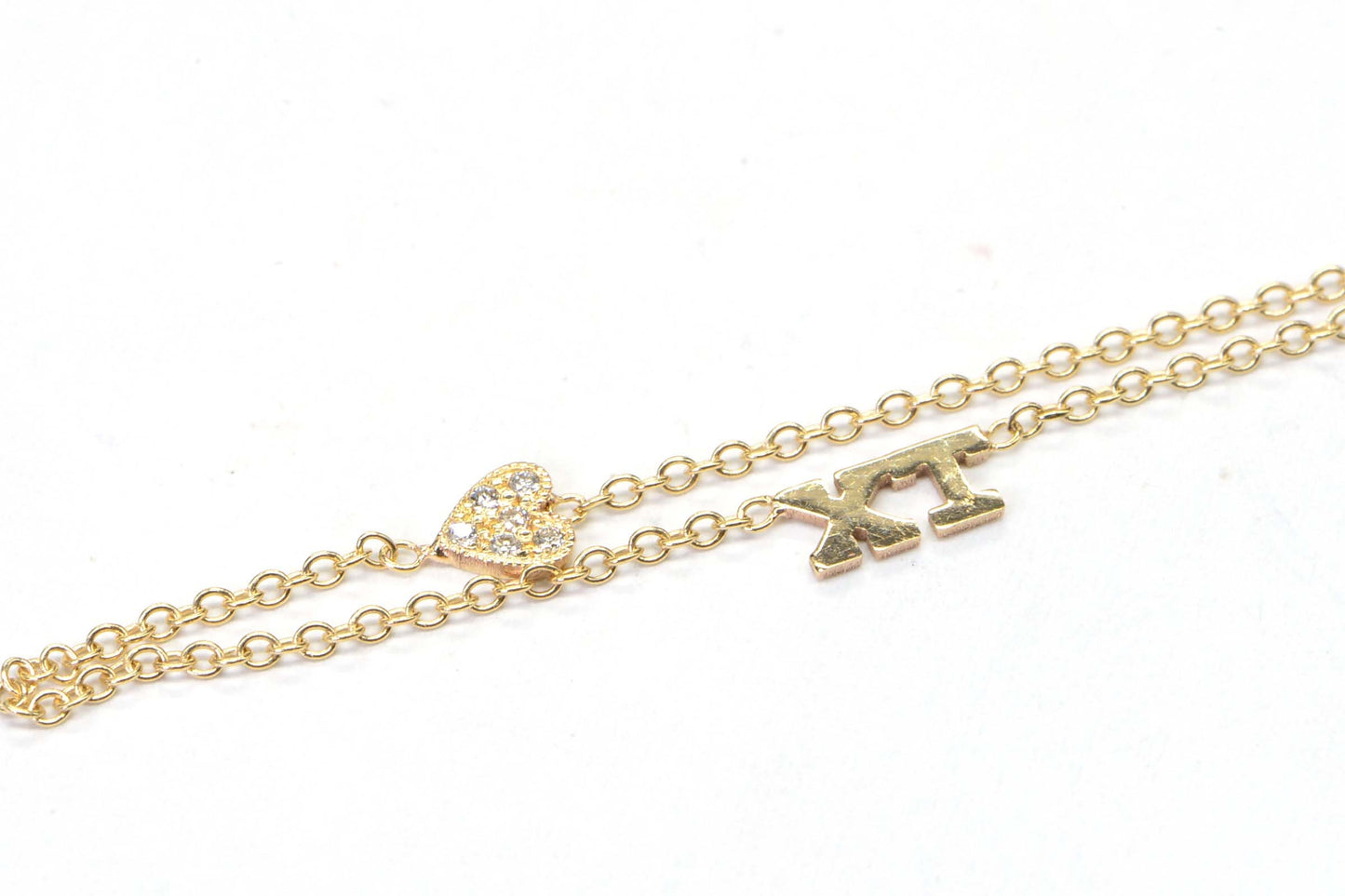 14K yellow gold Diamond heart TX symbol Necklace Gift From Texas