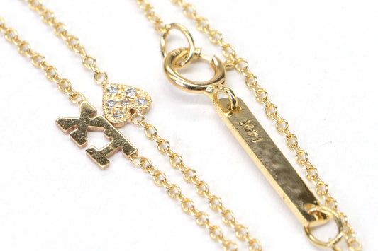 14K yellow gold Diamond heart TX symbol Necklace Gift From Texas