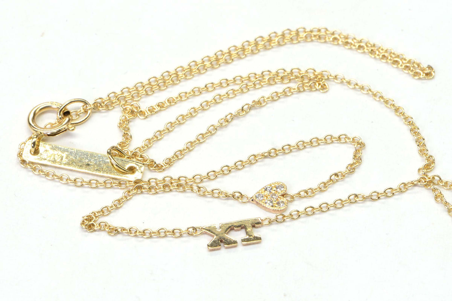 14K yellow gold Diamond heart TX symbol Necklace Gift From Texas