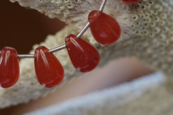 Ruby Jade  Teardrops 13X8.25 mm . pack of 4 pcs Jade Natural Gemstone Bead Supplies