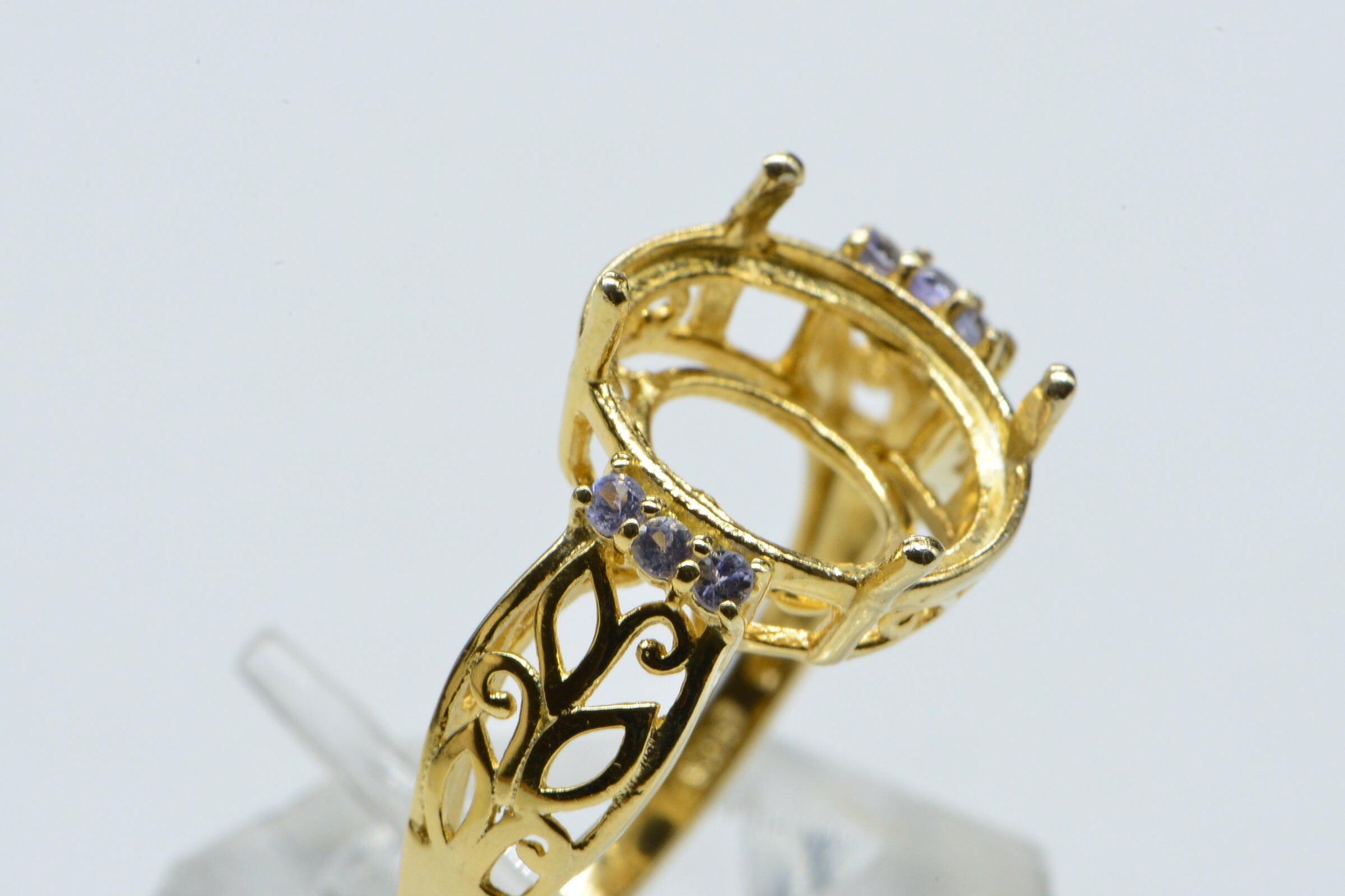 18K Gold Over Sterling Silver Ring: Tanzanite Accent, Size 9