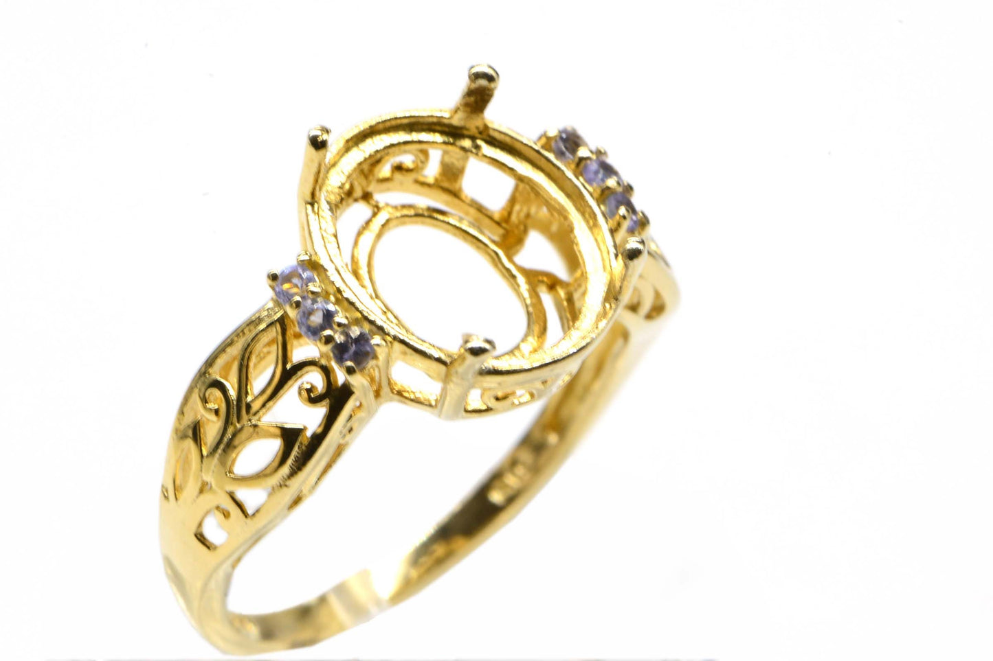 18K Gold Over Sterling Silver Ring: Tanzanite Accent, Size 9