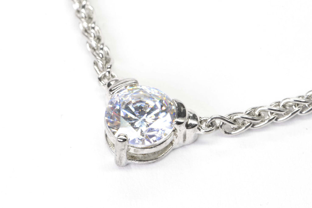 Diamond Cut Simulated Diamond Heart Necklace Choker sterling silver Weat
