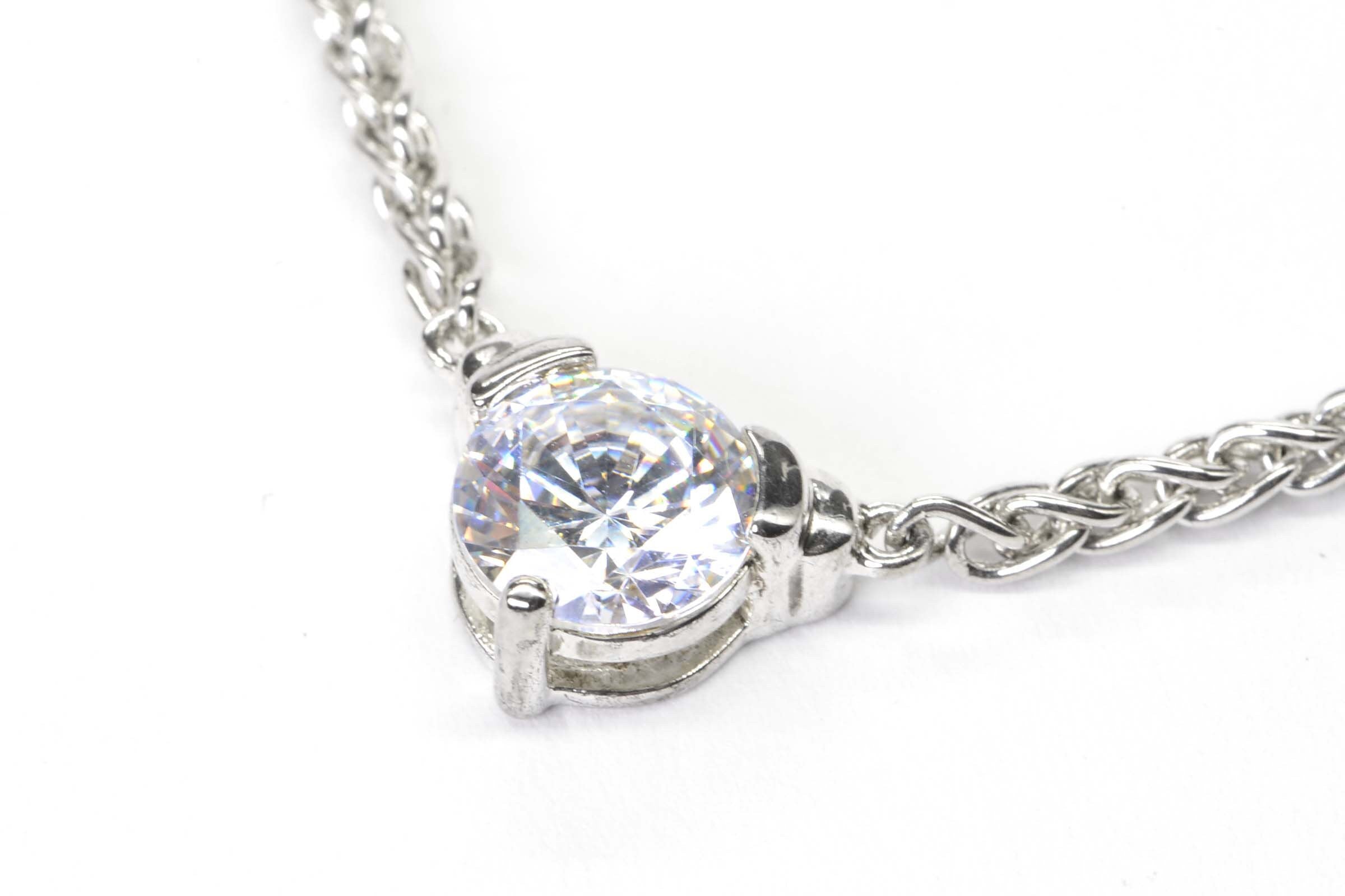 Diamond Cut Simulated Diamond Heart Necklace Choker sterling silver Weat