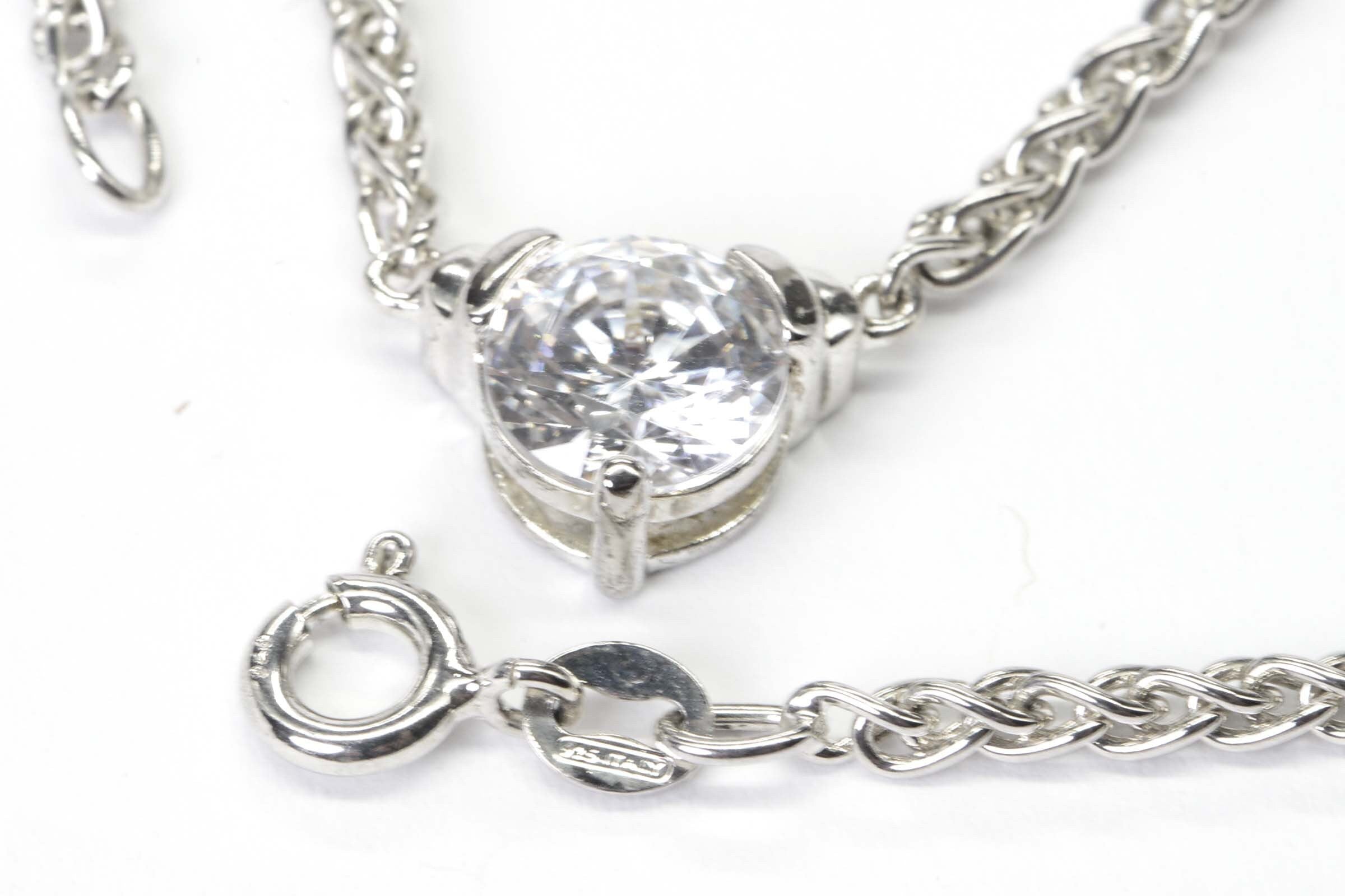Diamond Cut Simulated Diamond Heart Necklace Choker sterling silver Weat