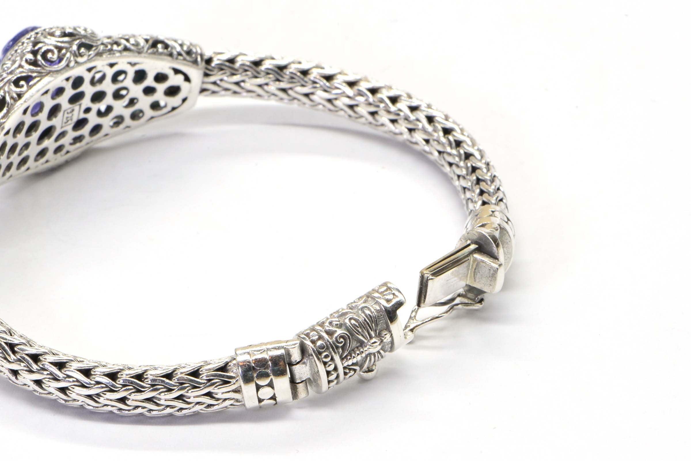 Tanzanite Flower Bracelet: Sterling Silver Filigree, Estate Jewelry