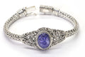 Tanzanite Flower Bracelet: Sterling Silver Filigree, Estate Jewelry