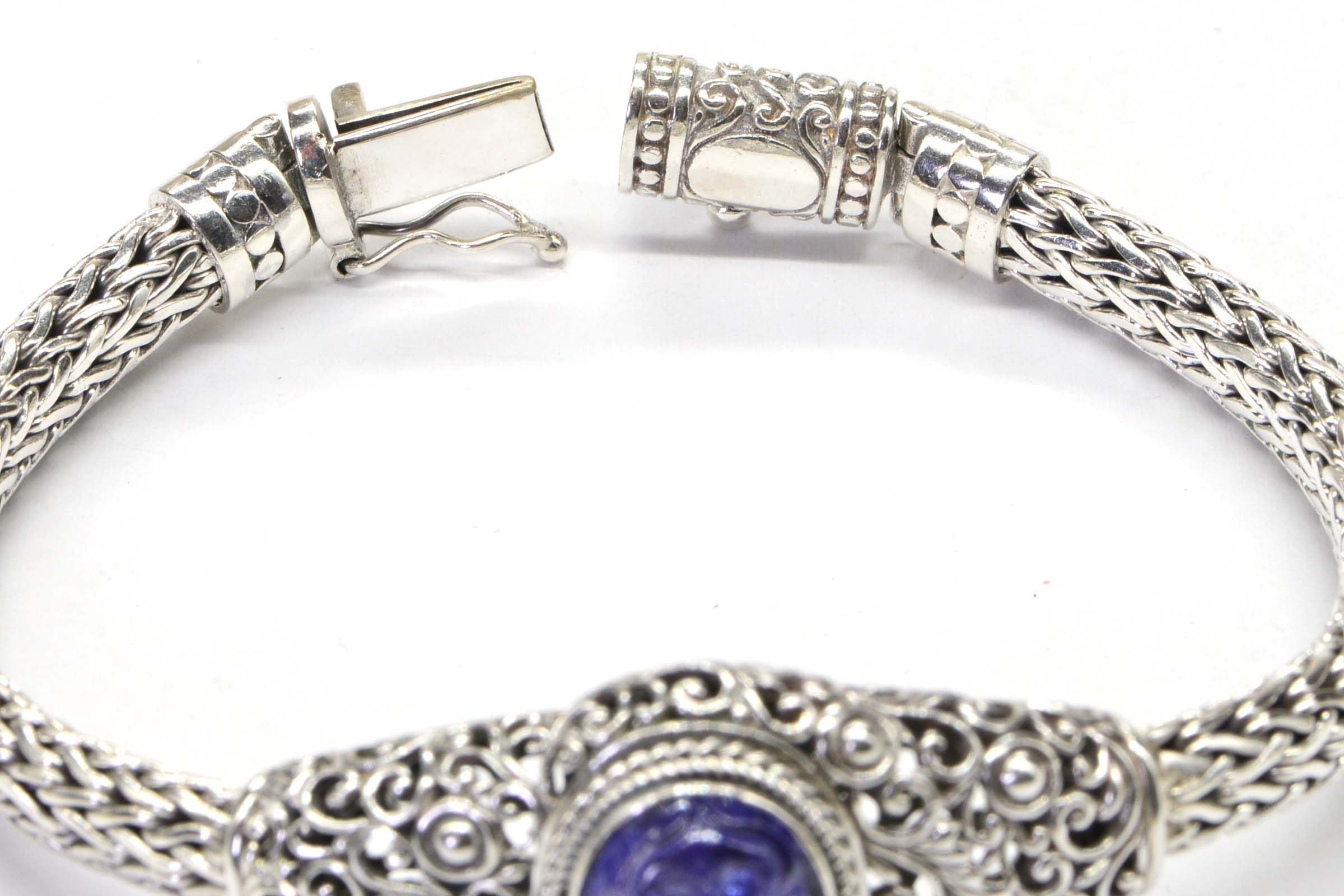 Tanzanite Flower Bracelet: Sterling Silver Filigree, Estate Jewelry