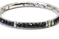 Black Onyx Beaded Bangle Bracelet Filigree Hoop Sterling Silver Cuff Bracelet