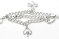 Playing Cards Symbols Charms Bracelet  Sterling Silver Cuban double Chain Bracelet