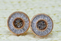Halo Brown Diamond Stud Earrings: Rose Gold Vermeil Sterling Silver